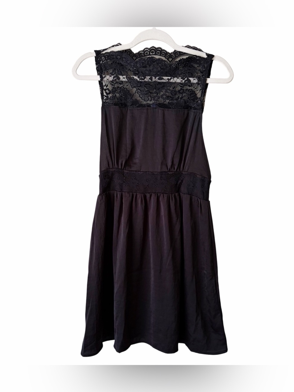 Free People | Sleeveless Floral Lace Neckline Mini Dress Black Small